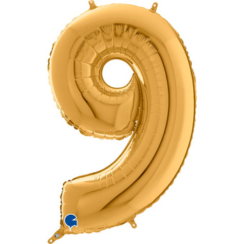 Balon Grabo cyfra 9 złoto 66cm