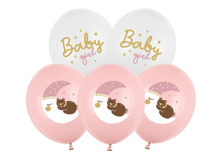 Balony 30 cm, Baby girl, mix 6szt