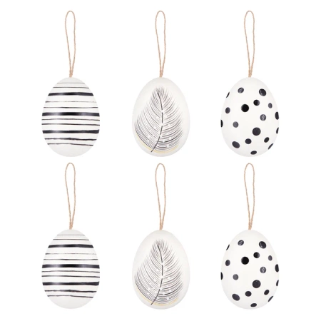 Pisanki naturalne wydmuszki biało-czarne 6szt