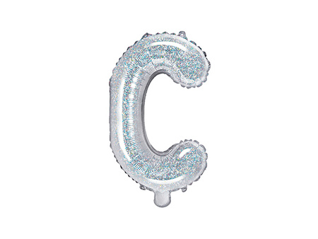 Balon foliowy Litera C, 35cm, holograficzny