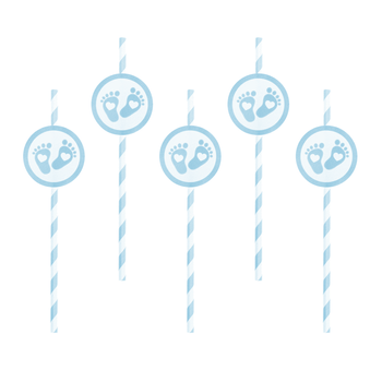 Słomki niebieskie ze stópkami 6szt