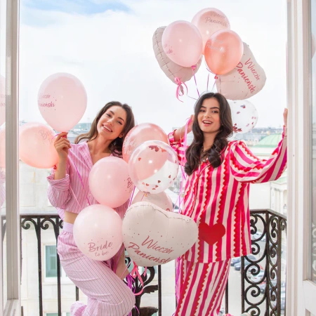 Balony biodegradowalne Bride to be rose gold z konfetti 30cm/6 szt.