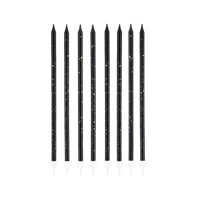 Świeczki urodzinowe czarno-złote długie 8szt.