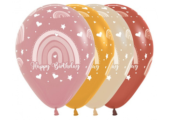 Zestaw balonów Boho Rainbow Happy Birthday, 4szt
