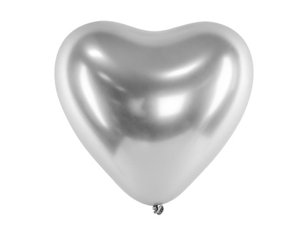 Balony w kształcie serca, 30 cm, srebrny