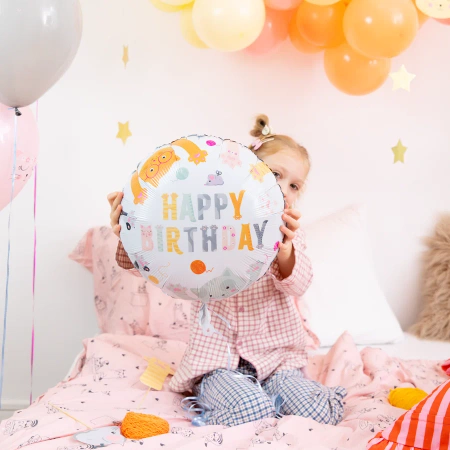 Balon foliowy Happy Birthday Kotki 45cm
