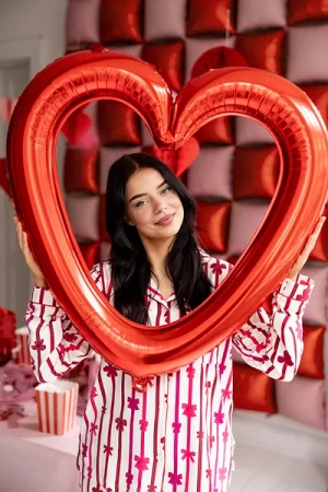 Balon foliowy Serce ramka, 86x83.5 cm, czerwony