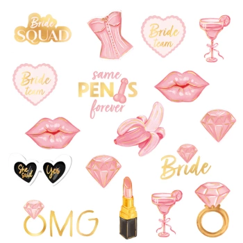 Tatuaże zmywalne Bride to Be, 19 szt.