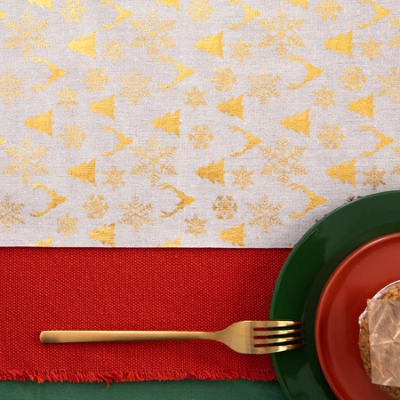 Bieżnik Boże Narodzenie beżowo-złoty 275x28cm