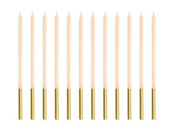 Świeczki urodzinowe gładkie, beżowy, 14 cm