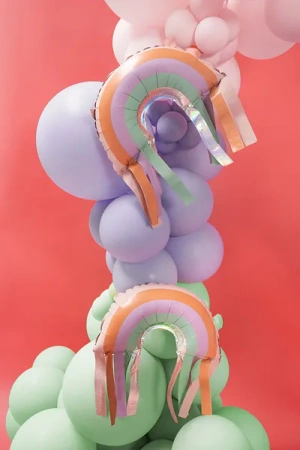 Balony foliowe Tęcza z frędzlami, 38x41 cm/ 3 szt