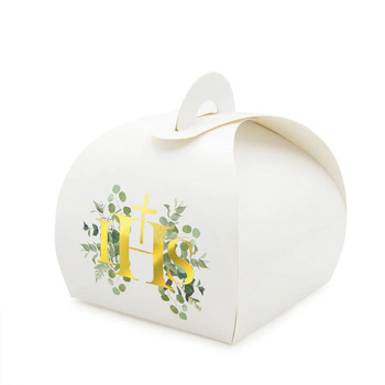 Pudełka na prezenty dla gości Komunia Święta IHS, 6 szt