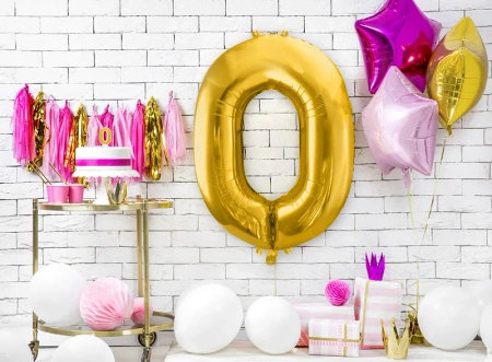 Balon foliowy Cyfra ''0'', 86cm, metalizowany złoty