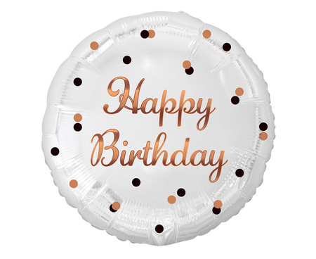 Balon foliowy happy birthday,  różowo-złoty