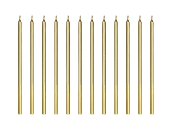 Świeczki urodzinowe gładkie, złoty, 14 cm