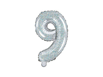 Balon foliowy Cyfra 9, holograficzny, 35cm