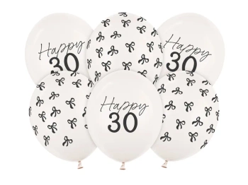 Zestaw Balonów Happy 30, 30cm, Pastel Off-white