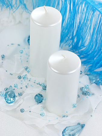 Świeca klubowa metalizowana, perłowy, 12 x 6cm