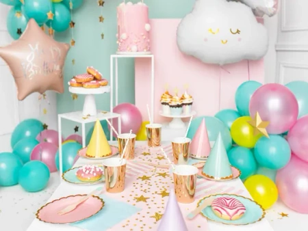 Balon foliowy Happy Birthday, 40cm, jasny pudrowy róż