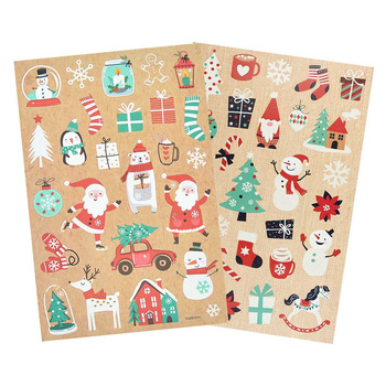 Świąteczne naklejki kraftowe mix wzorów