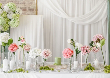 Sztuczny Kwiat - Róża z dwoma pąkami, 55 cm, jasny krem