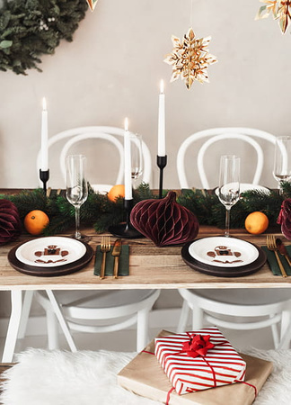 Bombka papierowa Owal, bordo, 16x15cm