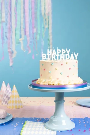 Świeczki urodzinowe Happy Birthday, 2.5 cm, biały