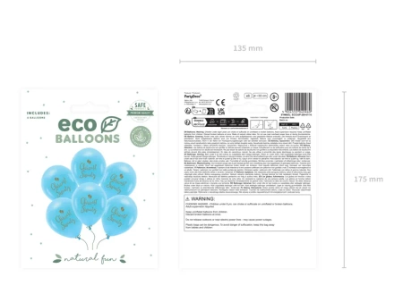 Balony Eco 33 cm, Chrzest Święty, błękit 6szt