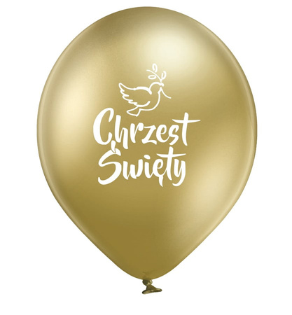 Balon GLOSSY ZŁOTY z nadrukiem CHRZEST ŚW