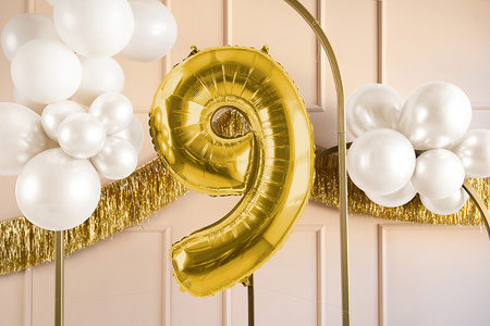 Balon foliowy Cyfra ''9', 72cm, jasny złoty