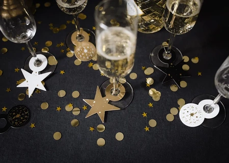 Znaczniki na kieliszki Happy New Year, 7.5-9.5 cm, mix