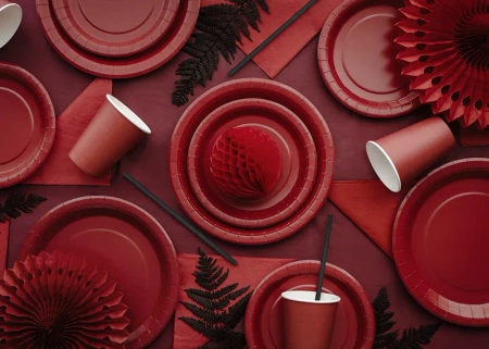 Kula bibułowa czerwona 20 cm