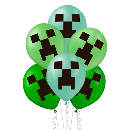 Balony 30 cm zielone gamingowe 12 szt