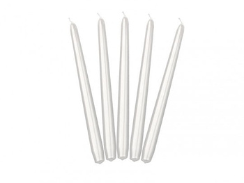 Świeca stożkowa metalizowana, perłowy, 24cm