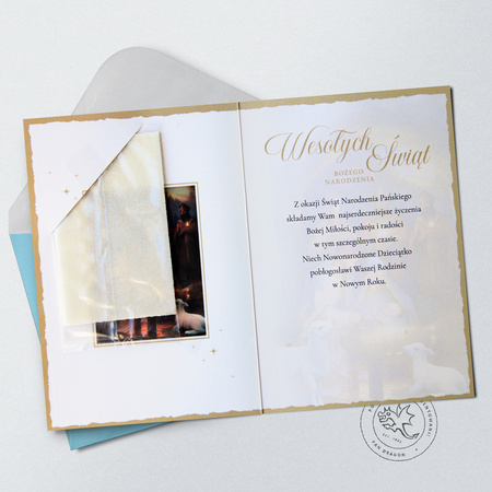 Kartka świąteczna Wesołych Świąt z opłatkiem