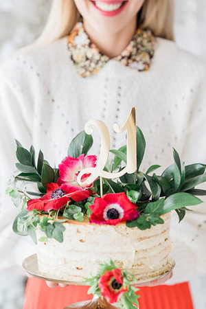 Topper na tort "21", złoty, 20.5cm