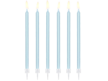 Świeczki urodzinowe gładkie, jasny niebieski, 14 cm