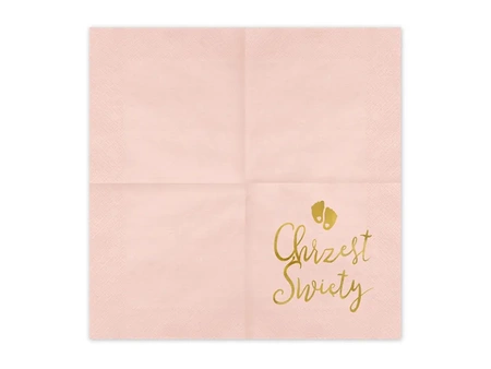 Serwetki Chrzest Święty, 33x33 cm, jasny różowy