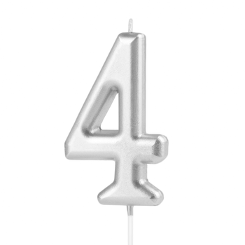 Świeczka cyfra srebrna 4