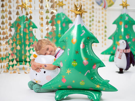 Girlanda na tło - Choinki, złoty, 100x245cm