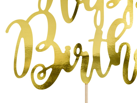 Topper happy birthday złoty