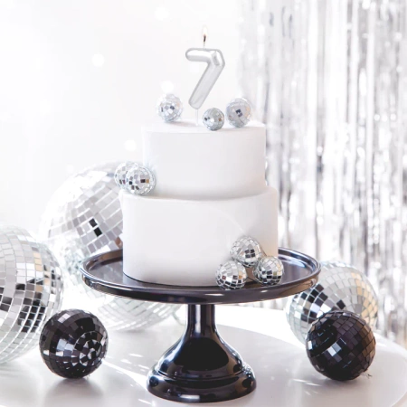 Świeczka srebrna połysk cyfra 7