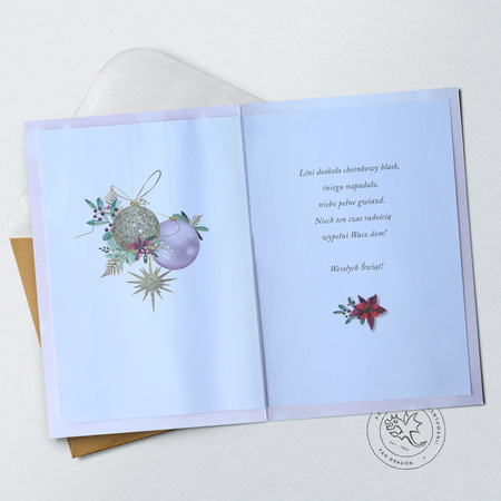 Kartka świąteczna Wesołych Świąt Bombki