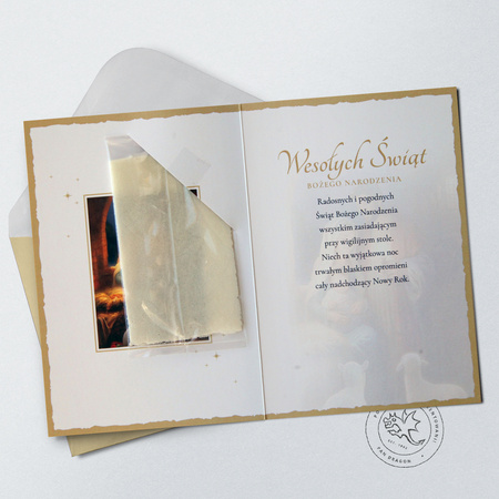 Kartka świąteczna Wesołych Świąt z opłatkiem