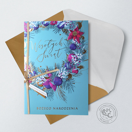 Kartka świąteczna Wesołych Świąt Wianek