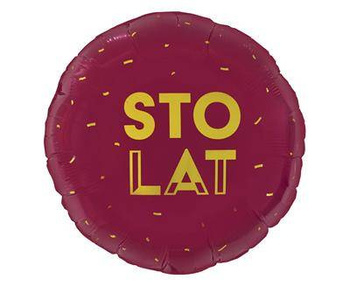 Balon foliowy Sto lat bordowy, 46cm