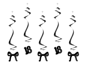 Świderki na 18 urodziny z kokardkami, 50cm, czarne