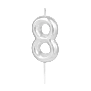 Świeczka srebrna połysk cyfra 8