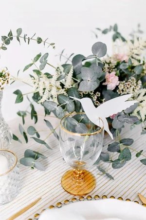 Bieżnik organza z nadrukiem, biały, 0,48 x 9m