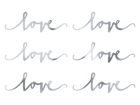 Dekoracje papierowe Love, srebrne, 6 x 20 cm